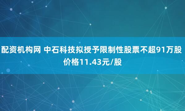 配资机构网 中石科技拟授予限制性股票不超91万股 价格11.43元/股